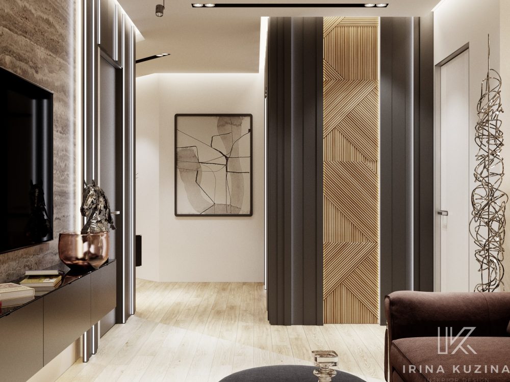 Прихожая-кухня-гостиная-столовая