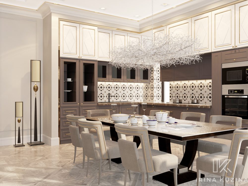 Прихожая-кухня-гостиная-столовая