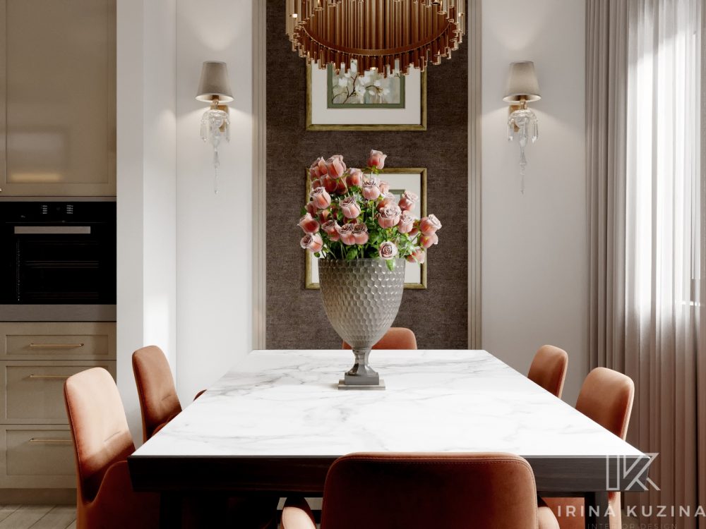 Прихожая-кухня-гостиная-столовая