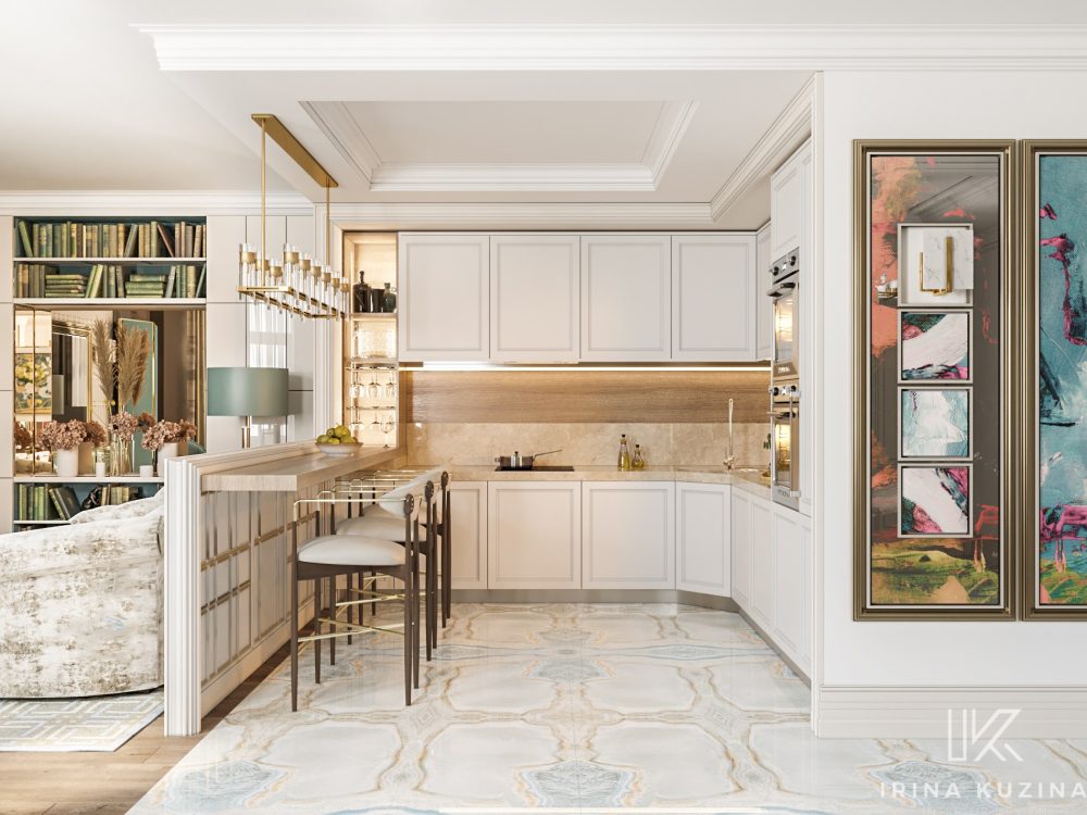 Прихожая-кухня-гостиная-столовая