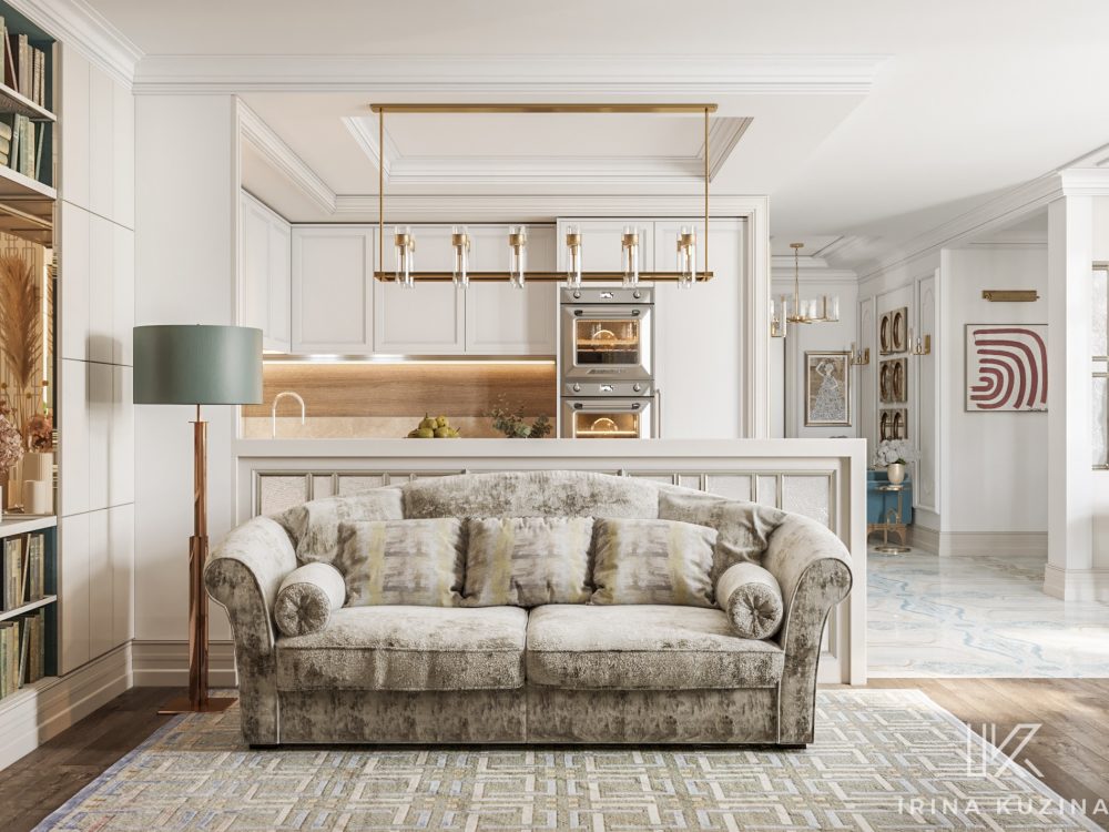 Прихожая-кухня-гостиная-столовая